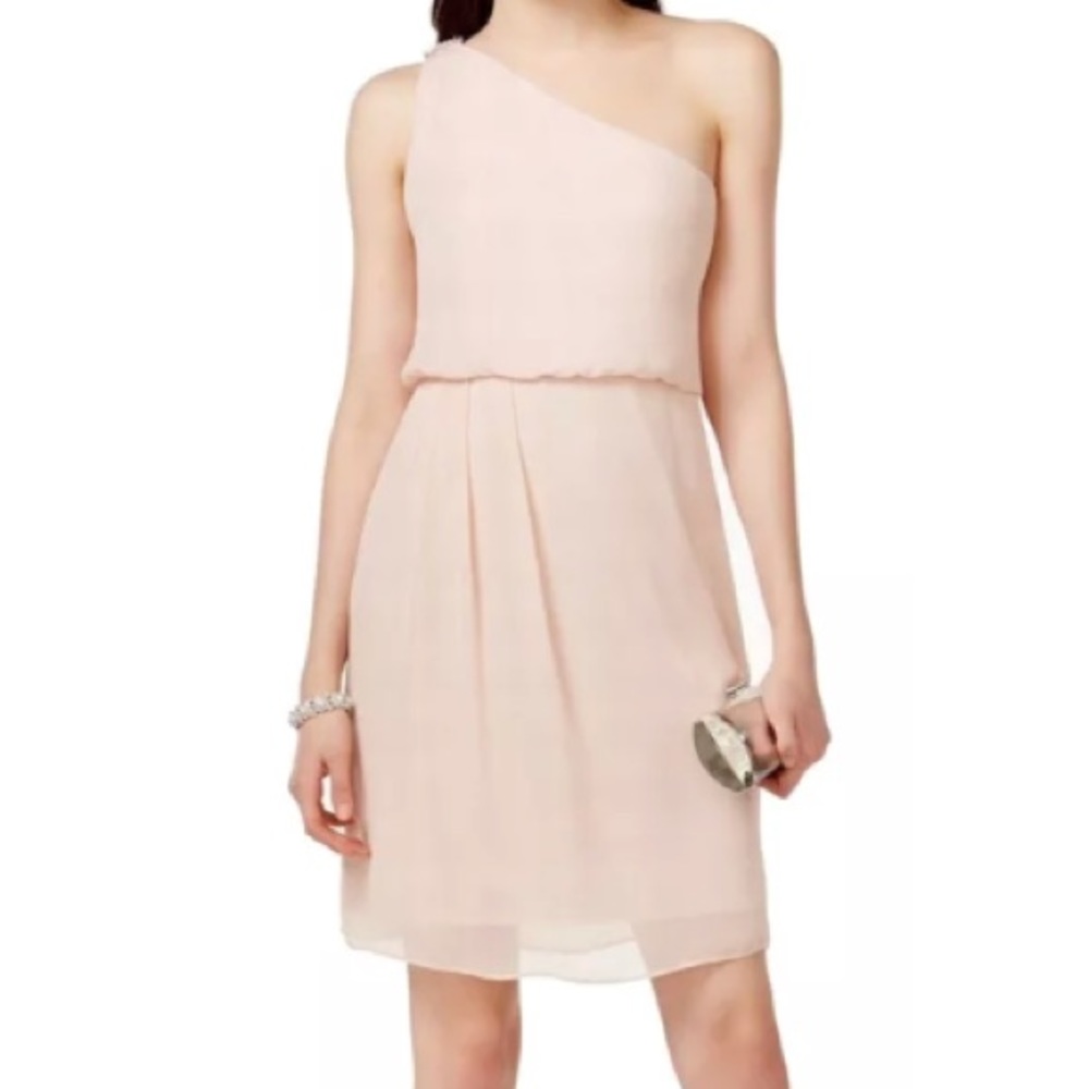 Blush one shoulder dress